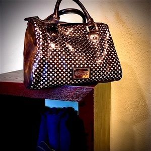 Kenneth Cole Reaction black and silver Leather bag